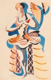 Jan Matulka (American/Czech, 1890-1972) Woman with Parasol, c. 1929