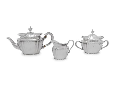 A Tiffany and Co. Silver Three-Piece Bachelor's Tea Service