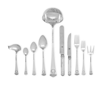 A Faberge Imperial Court Silver Flatware Service