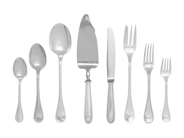 A Christofle Perles Silver-Plate Flatware Service