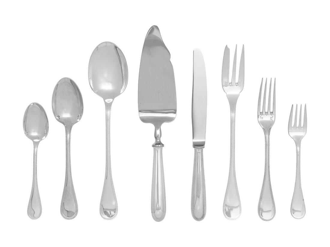 A Christofle Perles Silver-Plate Flatware Service (1 of 5)