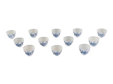 A Group of Meissen Blue Onion Teacups and Saucers