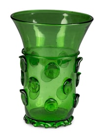 A Continental Green Glass Vase