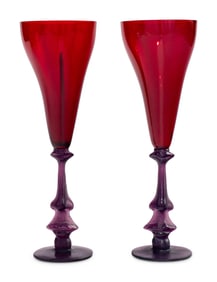 A Pair of Daum Calice Champagne Flutes