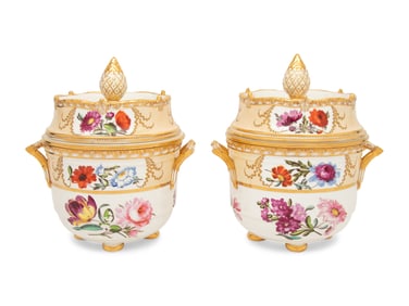 A Pair of Coalport Porcelain Fruit Coolers