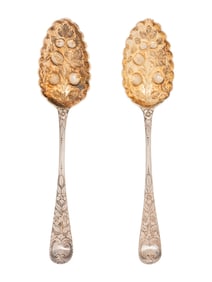 A Pair of George III Silver Berry Spoons