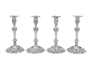 A Set of Four George IV Silver Candlesticks