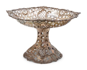 A Victorian Silver Pierce-Decorated Pedestal Dish