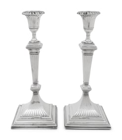 A Pair of English Silver Candlesticks
