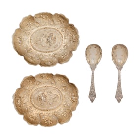 A Group of Cased English Silver Table Articles