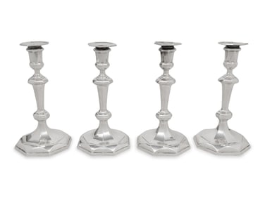 A Set of Four English Britannia Silver Candlesticks