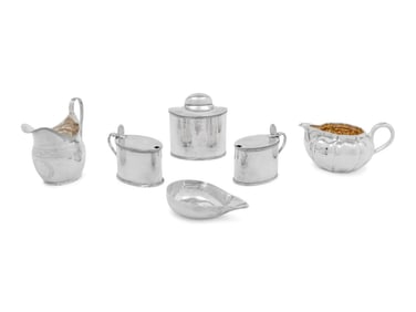 A Group of Six English Silver Table Articles