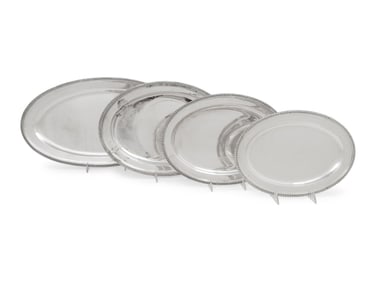 A Group of Four English Silver Serving Trays