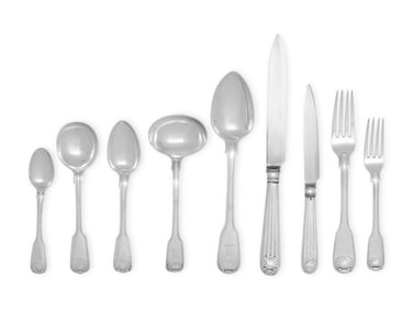 An Assembled English Silver Flatware Service