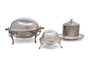 Three English Silver Plate Table Articles