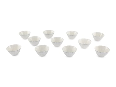 A Group of Eleven Ralph Lauren Featherstitch Blue Porcelain Ice Cream Bowls