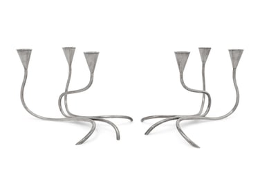 A Pair of Danish Modernist Silver-Plate Candelabra