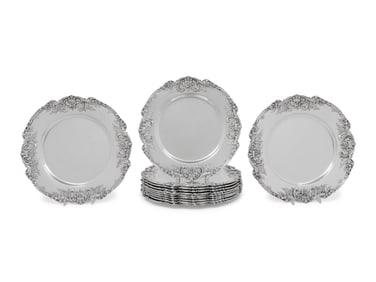 A Set of Twelve American Silver Francis I Dinner Plates