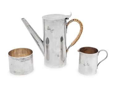 An American Silver Three-Piece Bachelor's Coffee Service