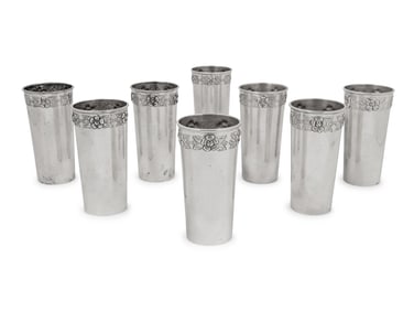 A Set of Eight Mexican Silver Tumblers