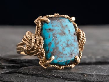 Southwestern-style 14K Gold and Turquoise Ring