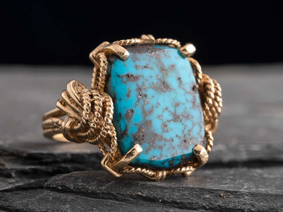 Southwestern-style 14K Gold and Turquoise Ring (1 of 2)