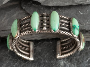 Navajo Ingot Four Stone Cuff Bracelet, ex. Teal McKibben Collection