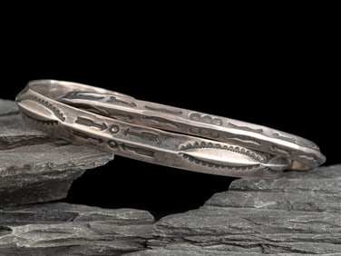 Pair of Navajo Stamped Ingot Carinated Cuff Bracelets
