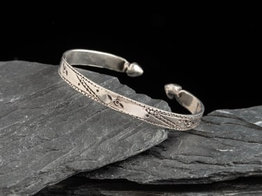 Slender Navajo Stamped and Chiseled Ingot Cuff Bracelet