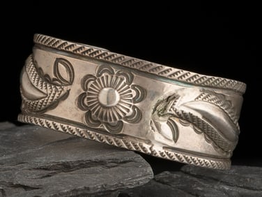 Navajo Stamped and Chiseled Ingot Cuff Bracelet