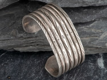 Navajo Cuff Bracelet, with Whirling Log and Arrow Stamps