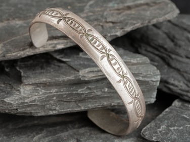 Slender Navajo Stamped Sterling Silver Cuff Bracelet