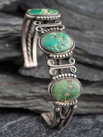 Navajo Silver and Turquoise Cuff Bracelet