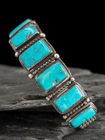 Navajo Silver and Turquoise Cuff Bracelet