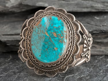 Navajo Sterling Silver and Turquoise Cuff Bracelet