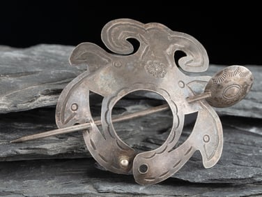Navajo Stamped Silver Hair Pin/Barrette