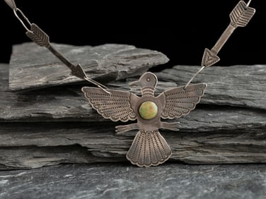 Navajo Fred Harvey Era Curio Thunderbird Necklace