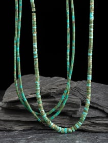 Pair of Pueblo Rolled Turquoise Necklaces