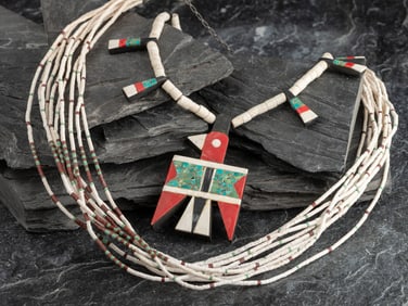 Kewa Depression Era Thunderbird Necklace, PLUS