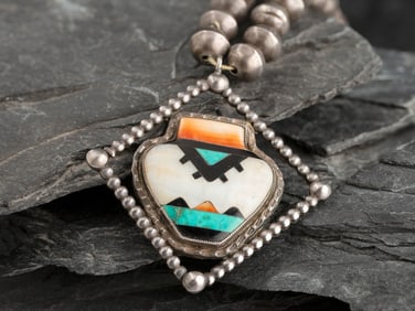 Teddy Weahkee, Attributed (Zuni, 1890-1965) Mosaic Inlay Olla Necklace