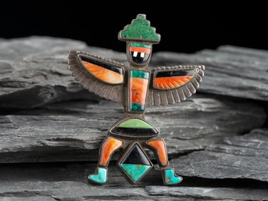 Zuni Mosaic Inay Knifewing Pin/Brooch