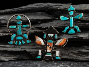 Zuni Silver and Inlay Knifewing Pins