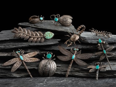 Collection of Navajo Silver Creepy Crawler Pins