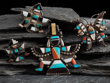 Zuni Mosaic Inlay Knifewing and Butterfly Pins/Brooches