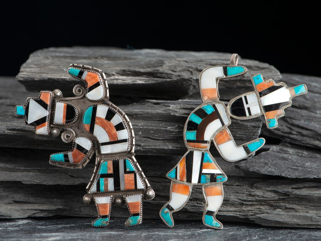 Zuni Mosaic Inlay Rainbow Man Pin and Pendant (1 of 2)