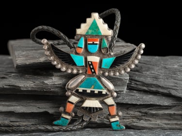 Zuni Mosaic Inlay Knifewing Bolo Tie