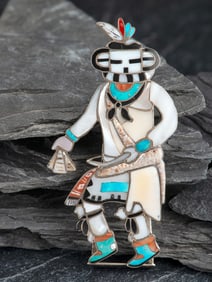 Leonard Martza (Zuni, b. 1928, act. since late 1940s) Mosaic Inlay Katsina Figure