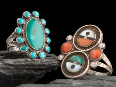 Pair of Zuni and Navajo Rings