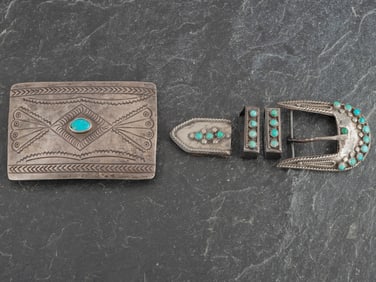 Navajo Belt Buckle and Zuni Ranger Set