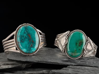Navajo Silver and Turquoise Cuff Bracelets